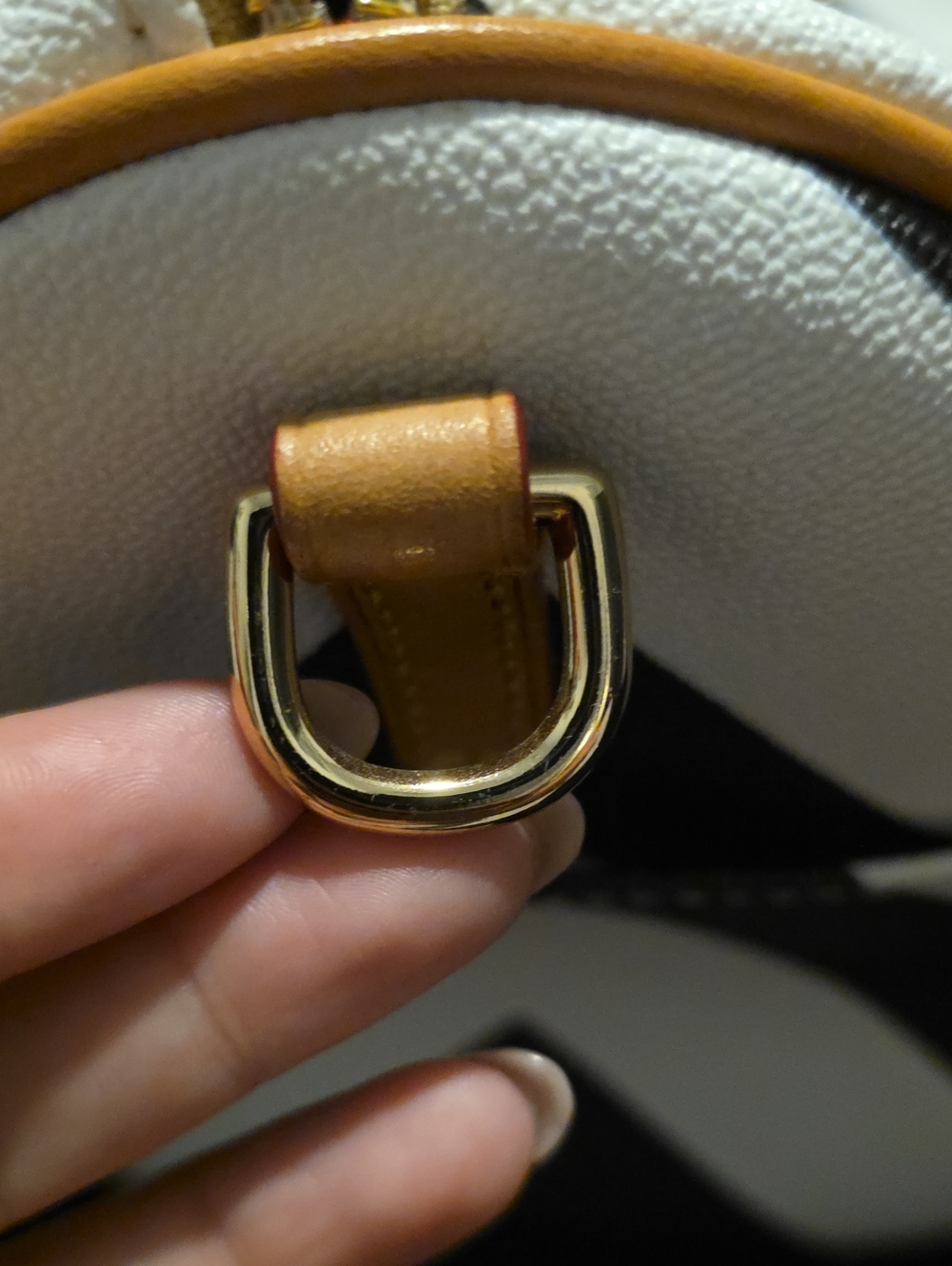 Dooney & Bourke Structured Chevron Satchel Bag - Black & White with Tan Trim - Picture 5 of 12
